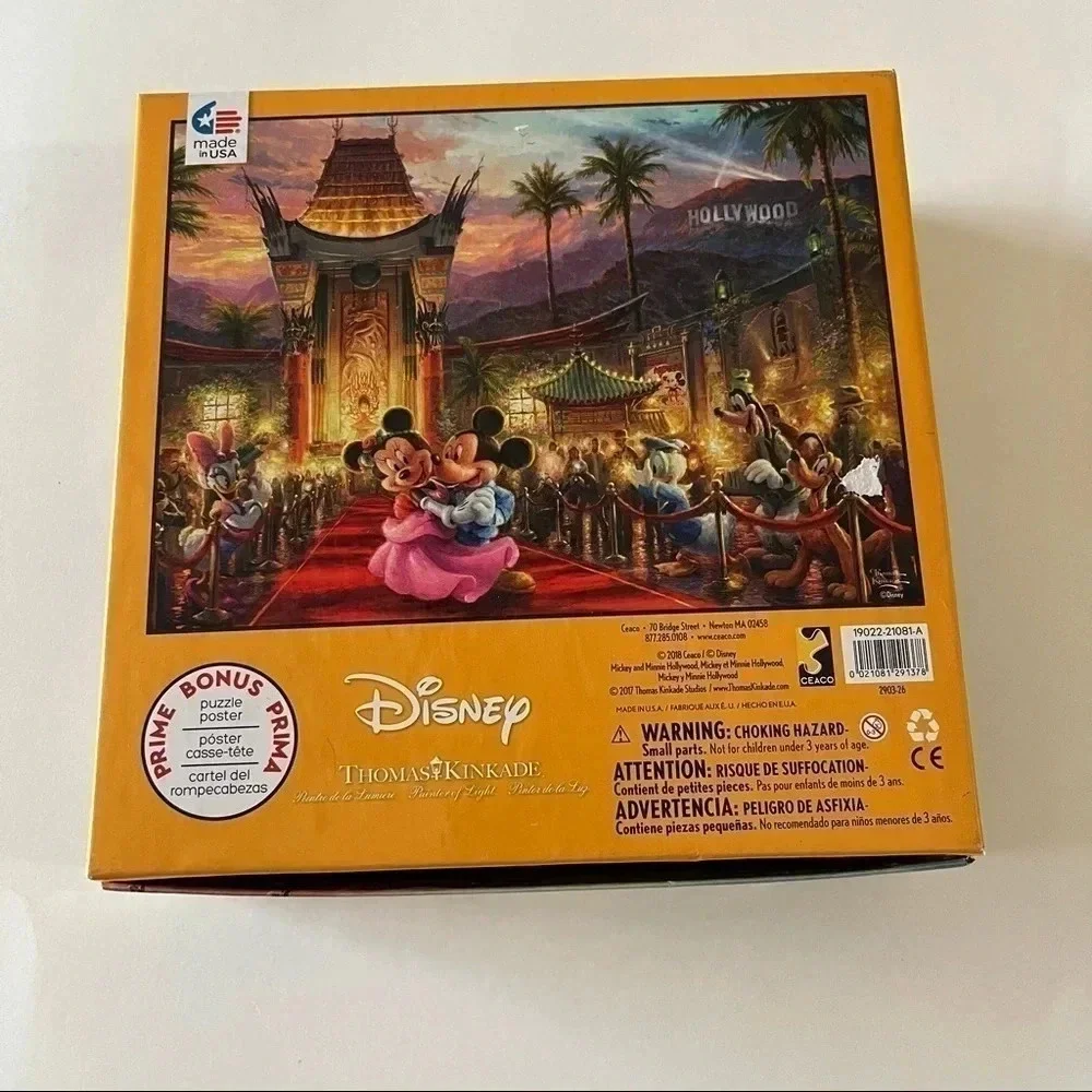 Thomas Kinkade Disney Mickey Minnie Hollywood 750 Piece Puzzle Complete